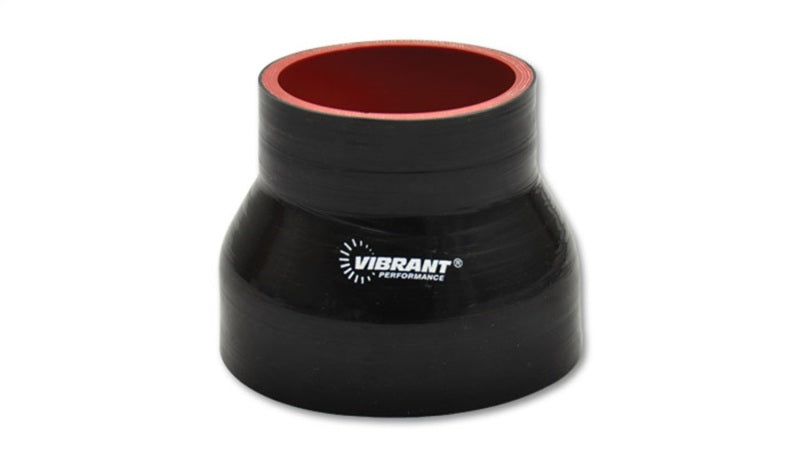 Vibrant 4 Ply Reinforced Silicone Transition Connector - 4in I.D. x 4.5in I.D. x 3in long (BLACK)