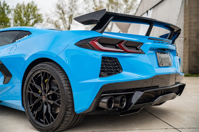 Corsa 20-23 Chevrolet Corvette C8 RWD 3in Valved Cat-Back w/4.5in Carbon Fiber Black PVD Tips