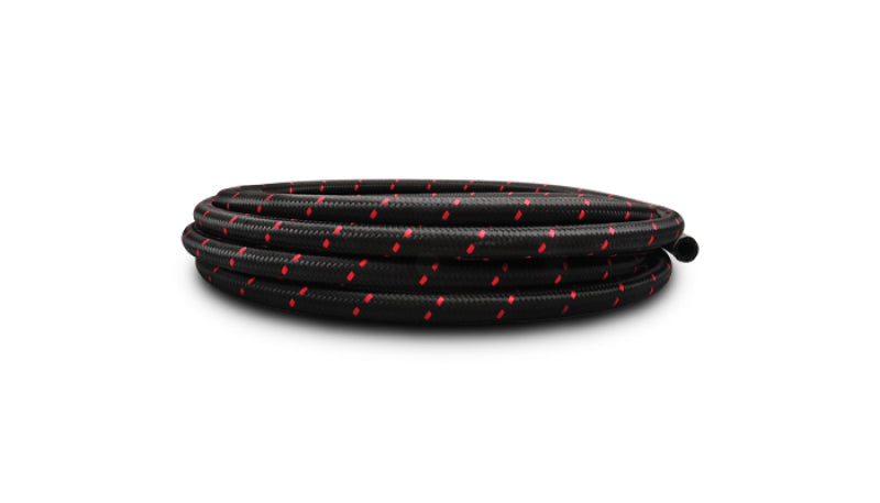 Vibrant -8 AN Two-Tone Black/Red Nylon Braided Flex Hose (10 foot roll)