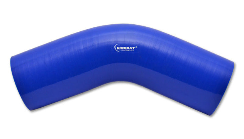 Vibrant 3.25in I.D. x 4in Long Gloss Blue Silicone 45 Degree Elbow