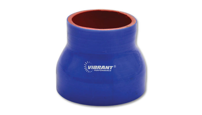 Vibrant 4 Ply Reinforced Silicone Transition Connector - 3.5in I.D. x 4.5in I.D. x 3in long (BLUE)