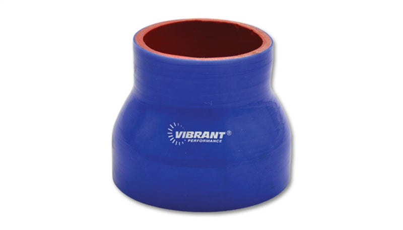 Vibrant 4 Ply Reinforced Silicone Transition Connector - 3.5in I.D. x 4in I.D. x 3in long (BLUE)