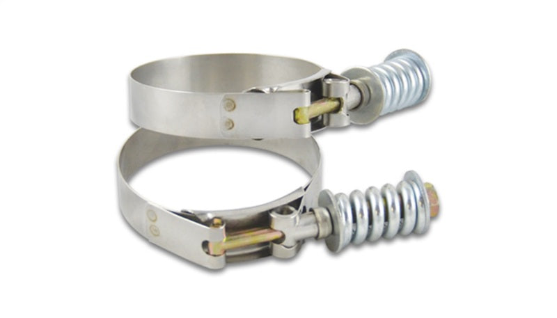 Vibrant SS T-Bolt Clamps Pack of 2 Size Range: 5.28in to 5.58in OD For use w/ 5in ID Coupling