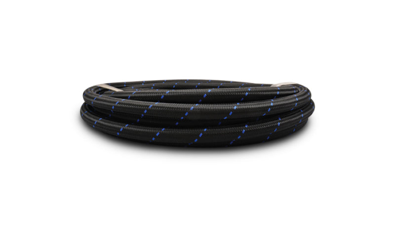 Vibrant -6 AN Two-Tone Black/Blue Nylon Braided Flex Hose (20 foot roll)