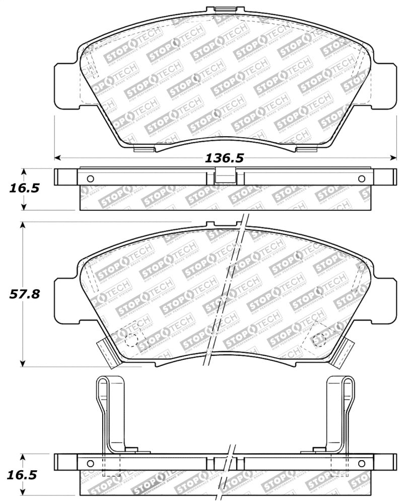 StopTech Performance 06-11 Honda Civic Sedan Hybrid Front Brake Pads